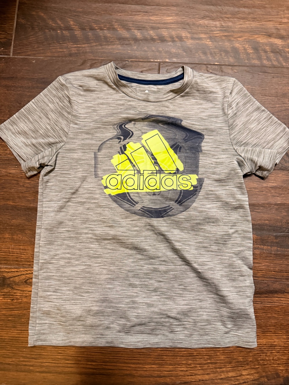 adidas Gray Heather Tee with Neon Yellow Logo